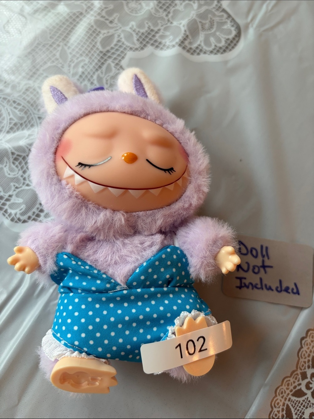102,Labubu Doll Outfit with Blue Polka Dot bathing suit (No Doll)